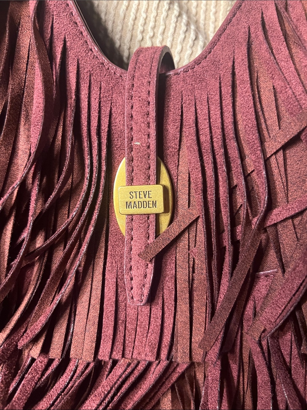 Steve Madden Burgundy Fringe Shoulder Bag - Picture 6 of 8